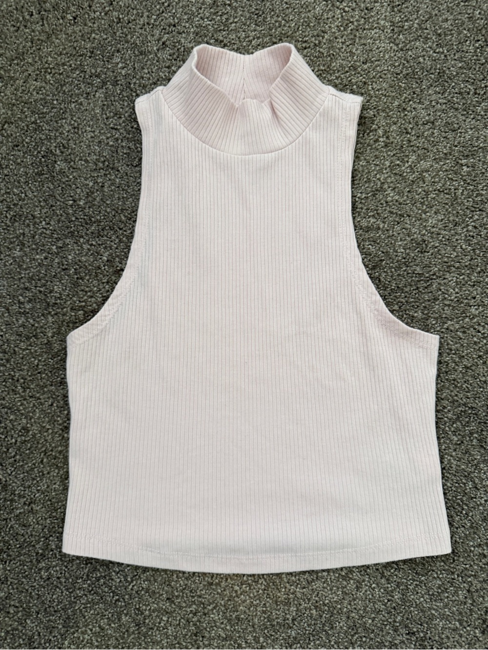 Aeropostale Ribbed Mock Neck Tank - Pale Pink